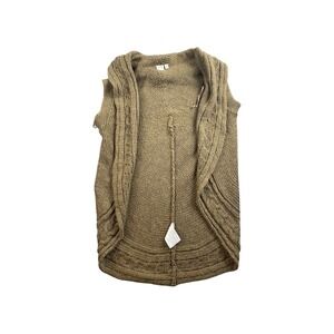 Esprit Womens Tan Cable Knit Sleeveless Duster Vest Cardigan Sweater